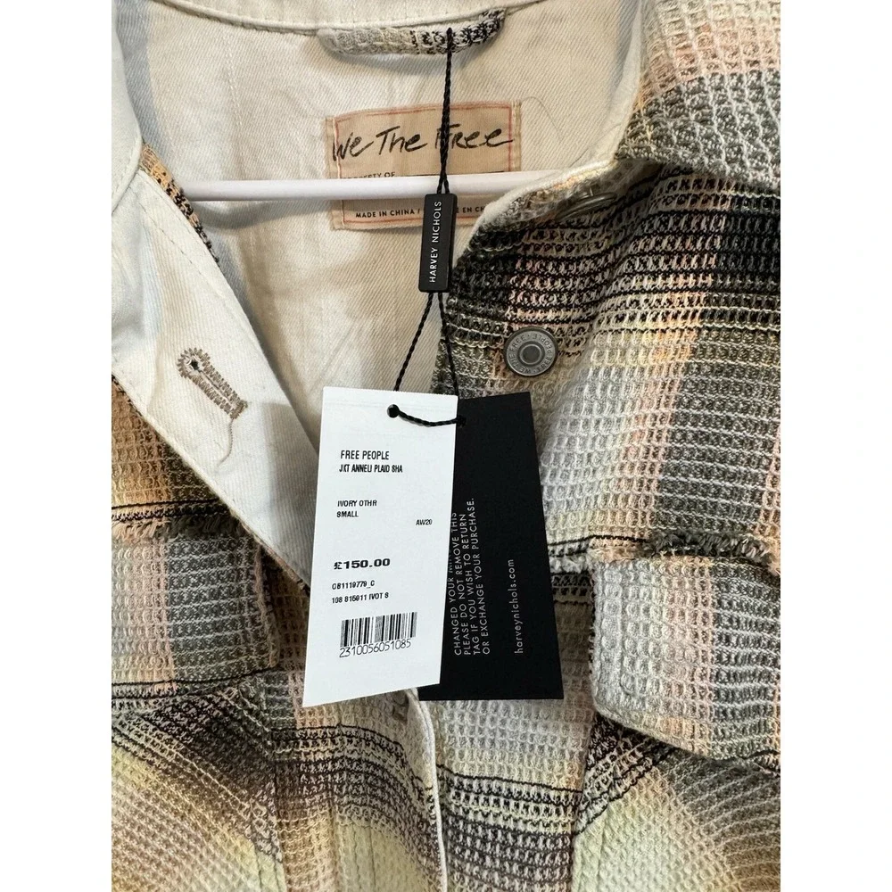 NWT Free People Anneli Plaid‎ Shirt Jacket Oversized Size Small Msrp$150